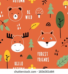  Cute nature icons seamless pattern print design. Vector illustration design for fashion fabrics, textile graphics, prints.