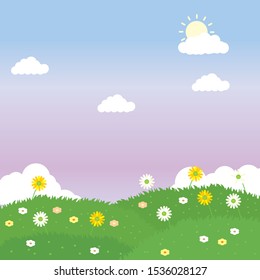 Cute nature landscape vector illustration suitable for kids background  