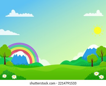 Ilustración vectorial de paisajes naturales adaptada a los antecedentes de los niños o papel tapiz