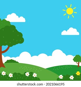 Vector de paisajes naturales adaptado para niños de fondo e ilustración