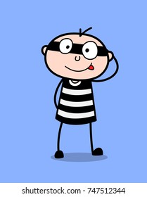 Cute Naughty Burglar Smiling Face