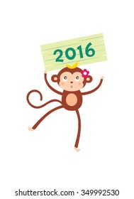 cute naughty monkey 2016 happy new year greeting