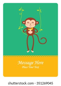 cute naughty monkey message card