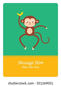 cute naughty monkey message card