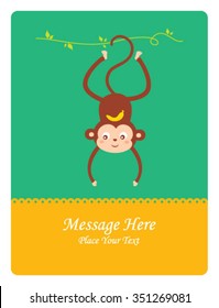 cute naughty monkey message card