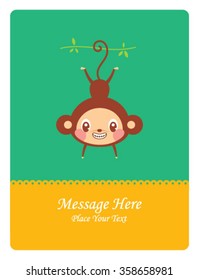 cute naughty monkey message card