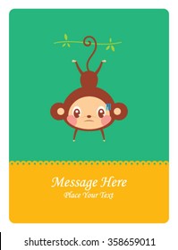 cute naughty monkey message card