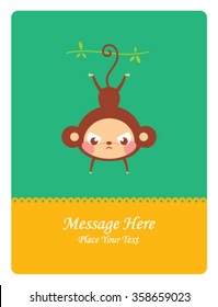 cute naughty monkey message card