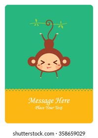 cute naughty monkey message card