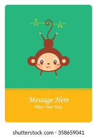 cute naughty monkey message card