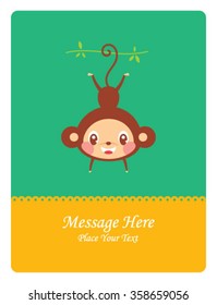 cute naughty monkey message card