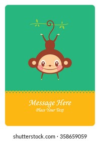cute naughty monkey message card