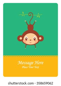 cute naughty monkey message card