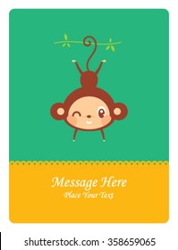 cute naughty monkey message card