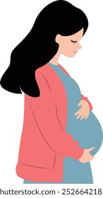 cute Nauseous Pregnant Mother hand drawn