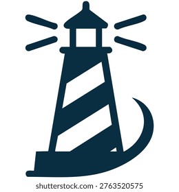 Cute nautical lighthouse icon beacon tower lighthouse glyph icon vector isolated on white background