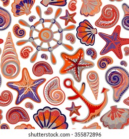 Cute nautical seamless, Marine pattern
