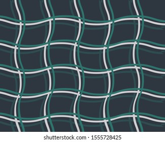Cute navy background with elegant decoration with interlaced curved green and grey lines in the form of a grid. Adorable luxury texture. Vector illustration