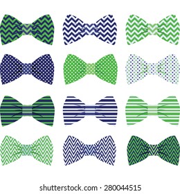 Cute Navy and Green Bow Tie Collection