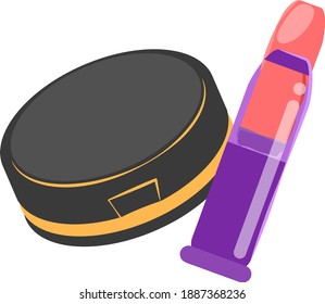 Cute and neat style icon, lipstick and foundation cushion symbol