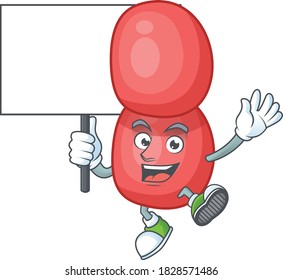 Cute neisseria gonorrhoeae mascot design smiley with rise up a board. Vector illustration