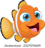 cute Nemo fish cartoon on white backgroundon white background