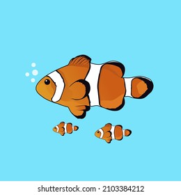 cute nemo fish illustration design. design concept of marine animals, aquariums, ornamental fish and the beauty of the sea