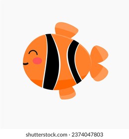 Cute Nemo fish on white background. Illustration. Vector