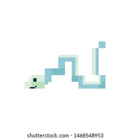 Cute neo mint green 8 bit ribbon eel vector illustration. Sealife pixel clipart. 
