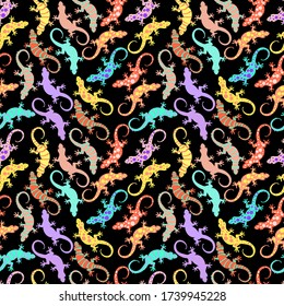 Cute Neon Cartoon Lizard Kids Pattern Seamless