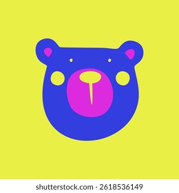 Cute neon color bear clip art. Scandinavian bear neon color