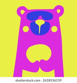 Cute neon color bear clip art. Scandinavian bear neon color