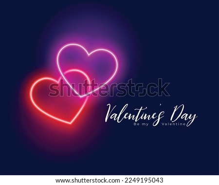 cute neon hearts valentines day lover background vector 