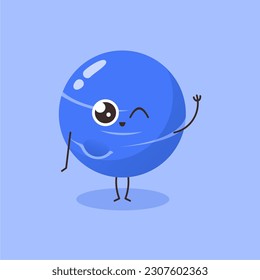 Cute neptune say hi simple isolated vector image