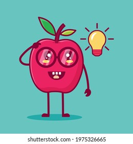 cute nerd apple character vector illustration in flat style. suitable for icon, symbol,mascot 