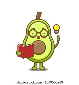 Un aguacate nervioso. Ilustración vectorial del carácter chibi aislado en fondo blanco.