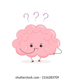 Cute nerd brain. Funny kawaii human brain character. Cartoon flat style. Vector illustration
