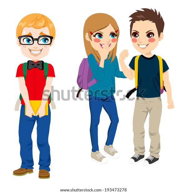 Cute Nerd Student Suffering Bullying His Stock Vector (Royalty Free ...