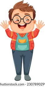 Cute nerdy boy cartoon character illustration