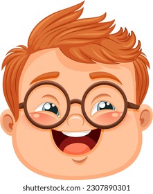 Cute nerdy boy cartoon character illustration