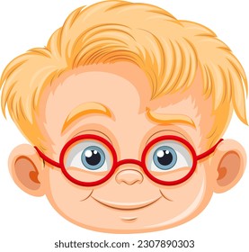 Cute nerdy boy cartoon character illustration