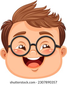 Cute nerdy boy cartoon character illustration