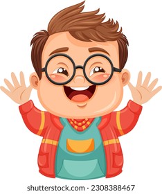 Cute nerdy boy cartoon character illustration