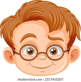 Cute nerdy boy cartoon character illustration