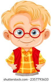 Cute nerdy boy cartoon character illustration
