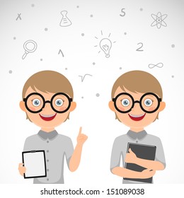 Cute nerdy boy. Schoolboy