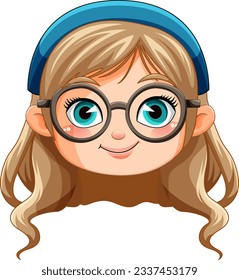 Cute nerdy girl cartoon character illustration