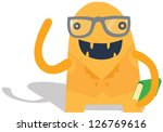 Cute Nerdy Monster with a Book