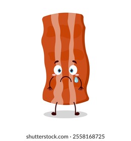 cute nervous expression of bacon cartoon character
