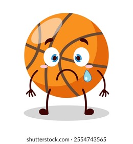 cute nervous expression of basket ball cartoon character